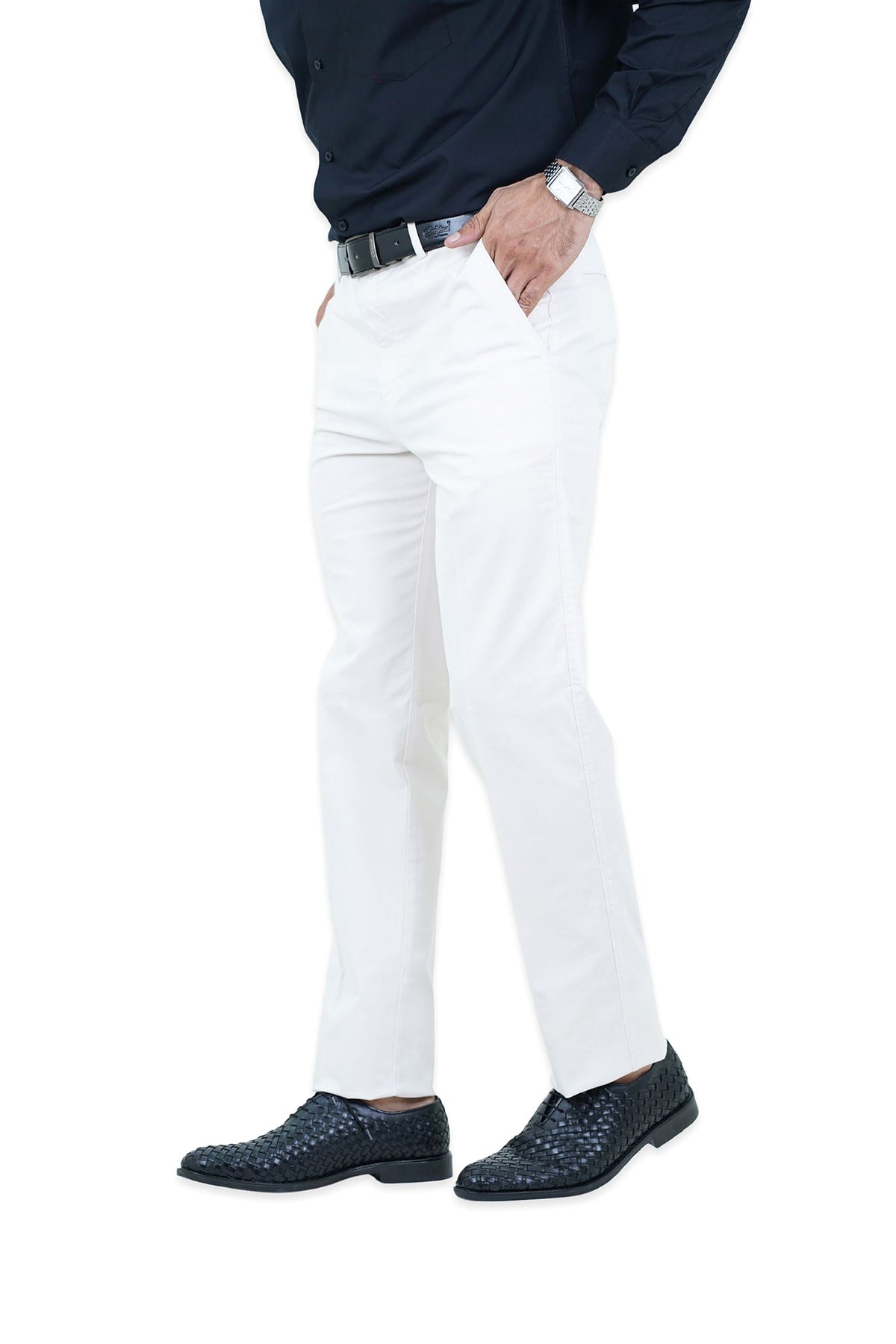 Classic White Cotton Pants - N2016 WHITE