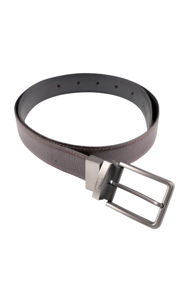 Reversible Textured Leather Belt / Brown FGTAN-26