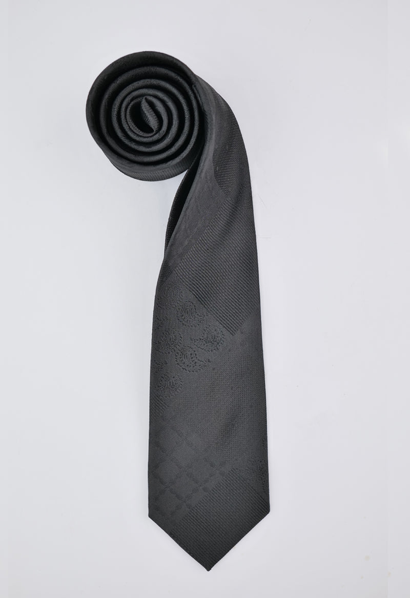 Onyx Tonal Patchwork Necktie & Pocket Square Set