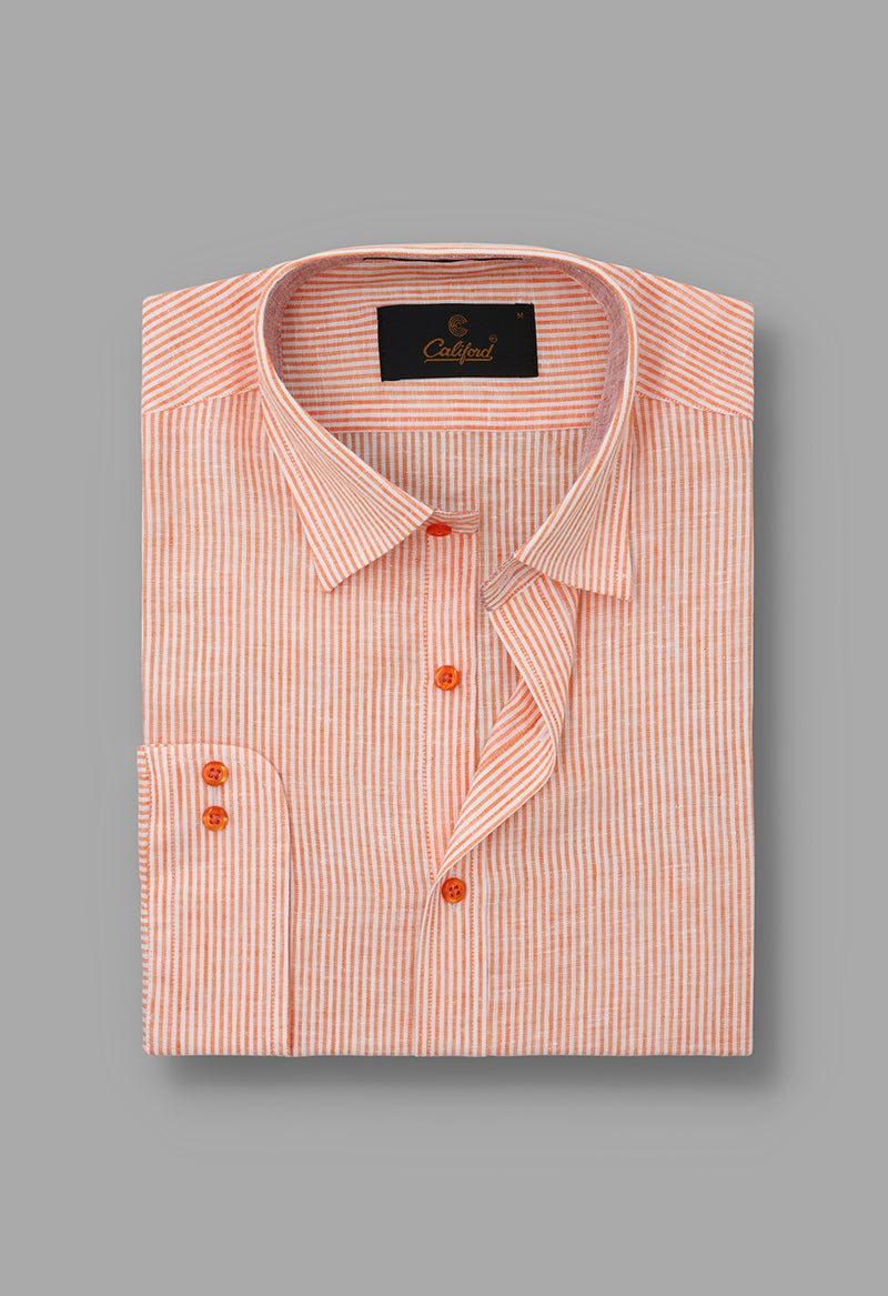 Orange stripe Linen shirt - 032249/20