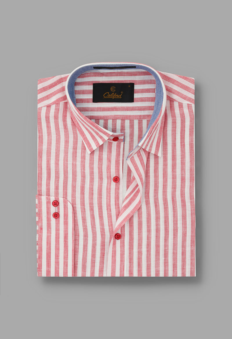 Pink stripe Linen shirt - 032249/24