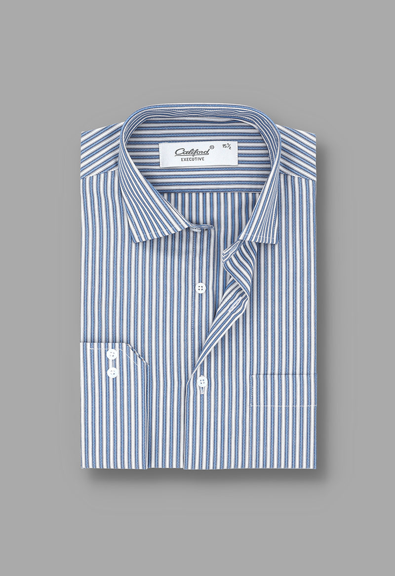 Aqua striped shirt / Exec072401-11