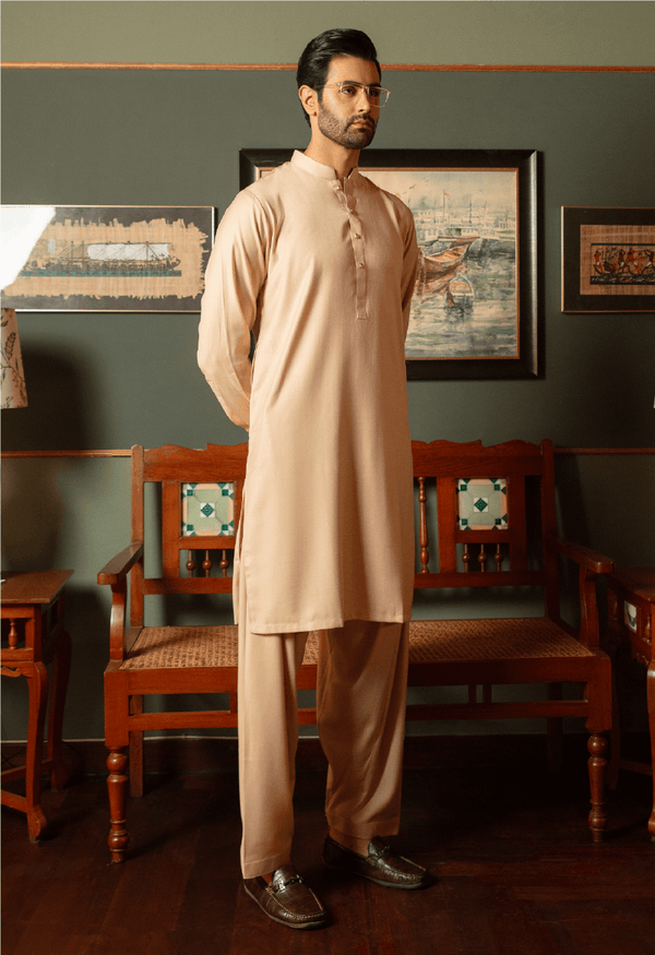 Khaki textured Shalwar kameez - D102313KH