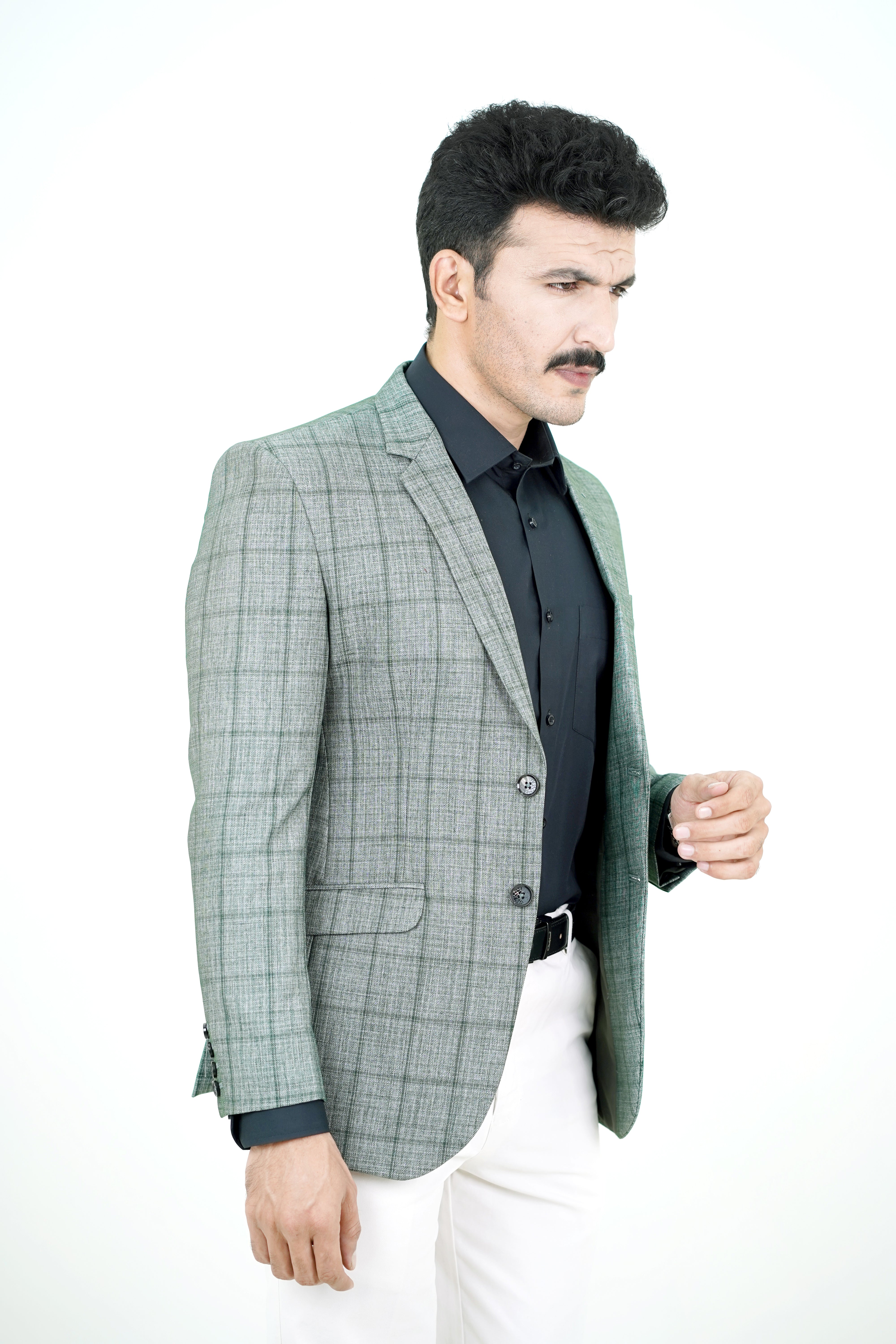 Sage Green Plaid Blazer / MTL8-24-4