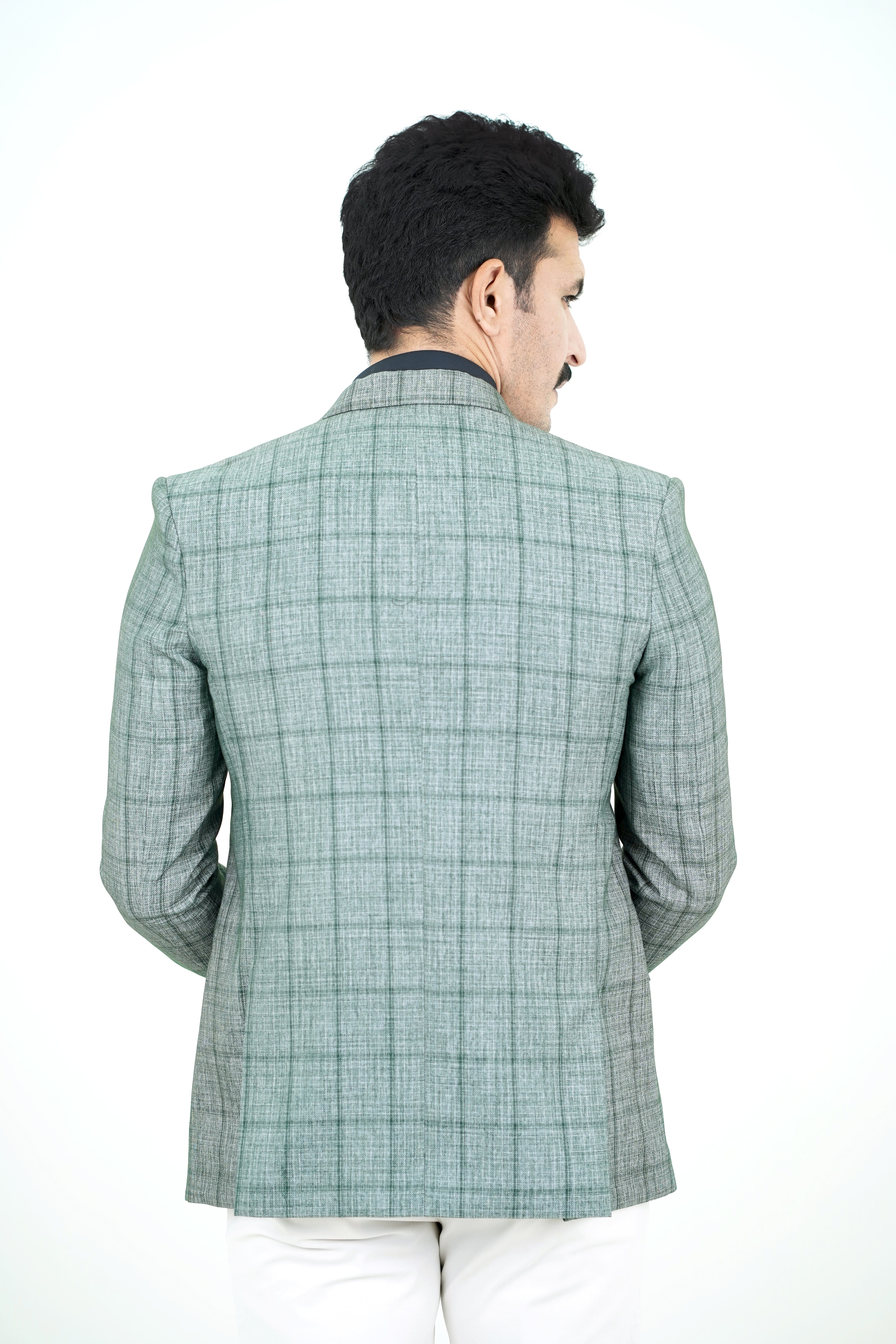 Sage Green Plaid Blazer / MTL8-24-4