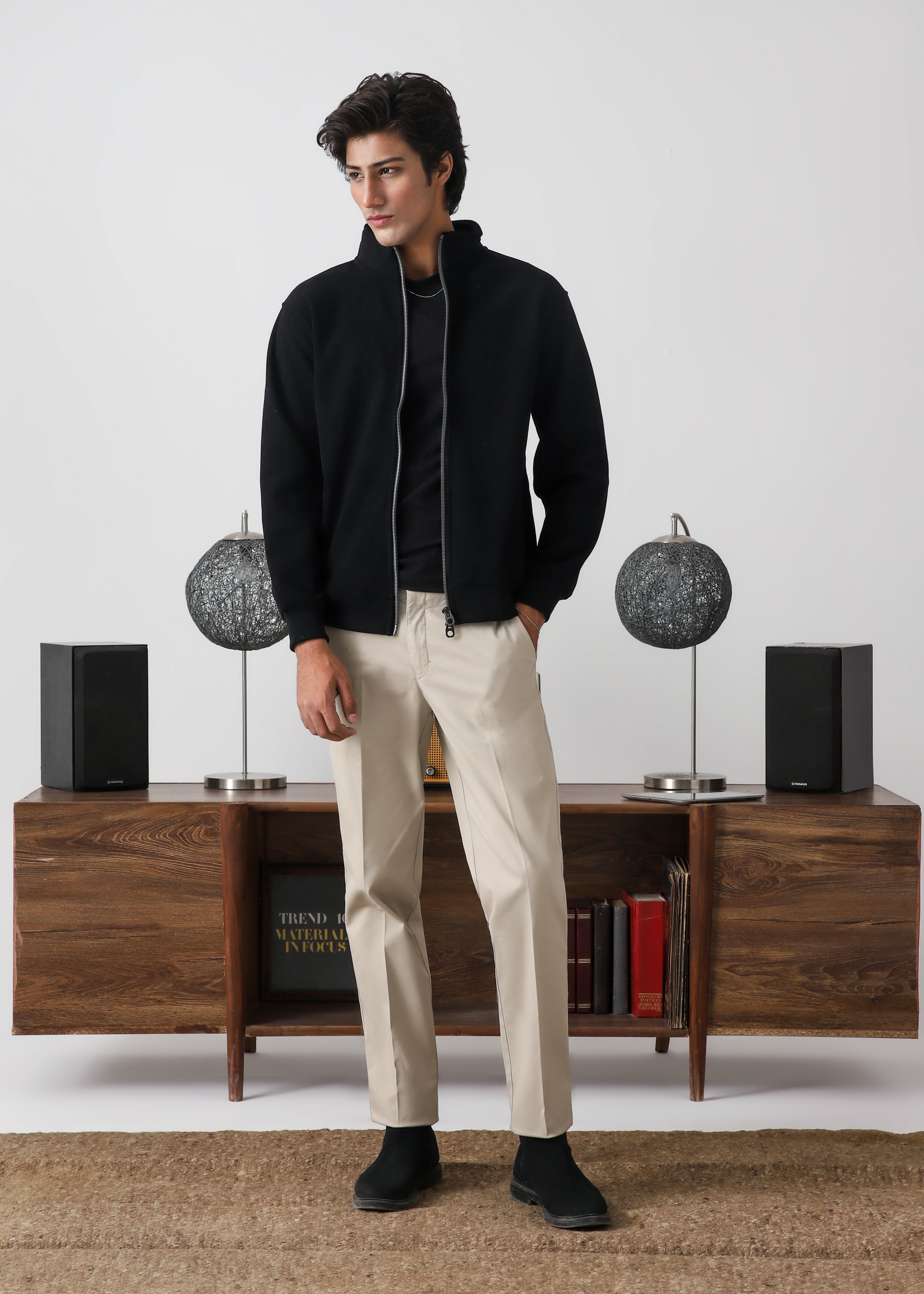 Black corduroy zipper