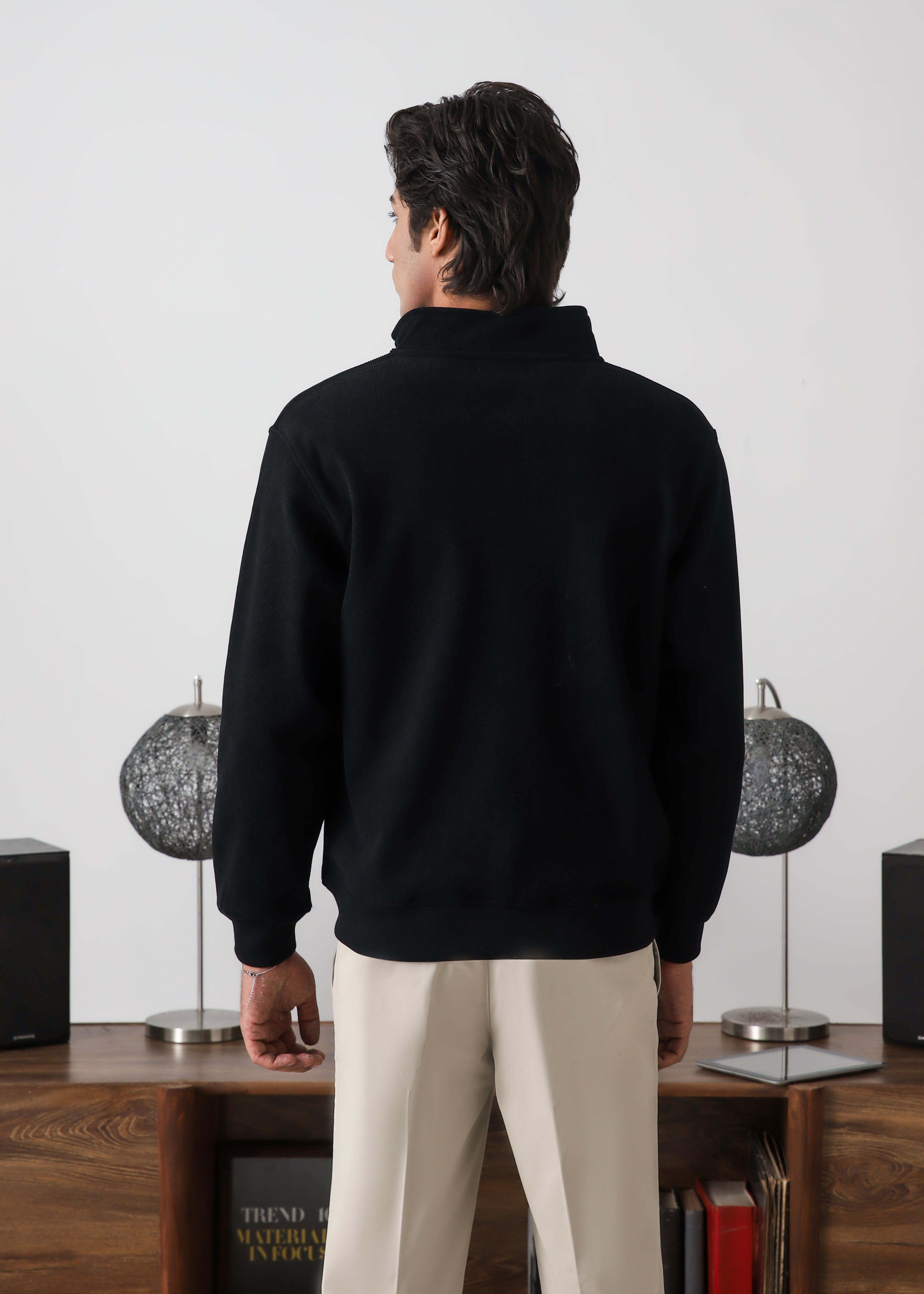 Black corduroy zipper