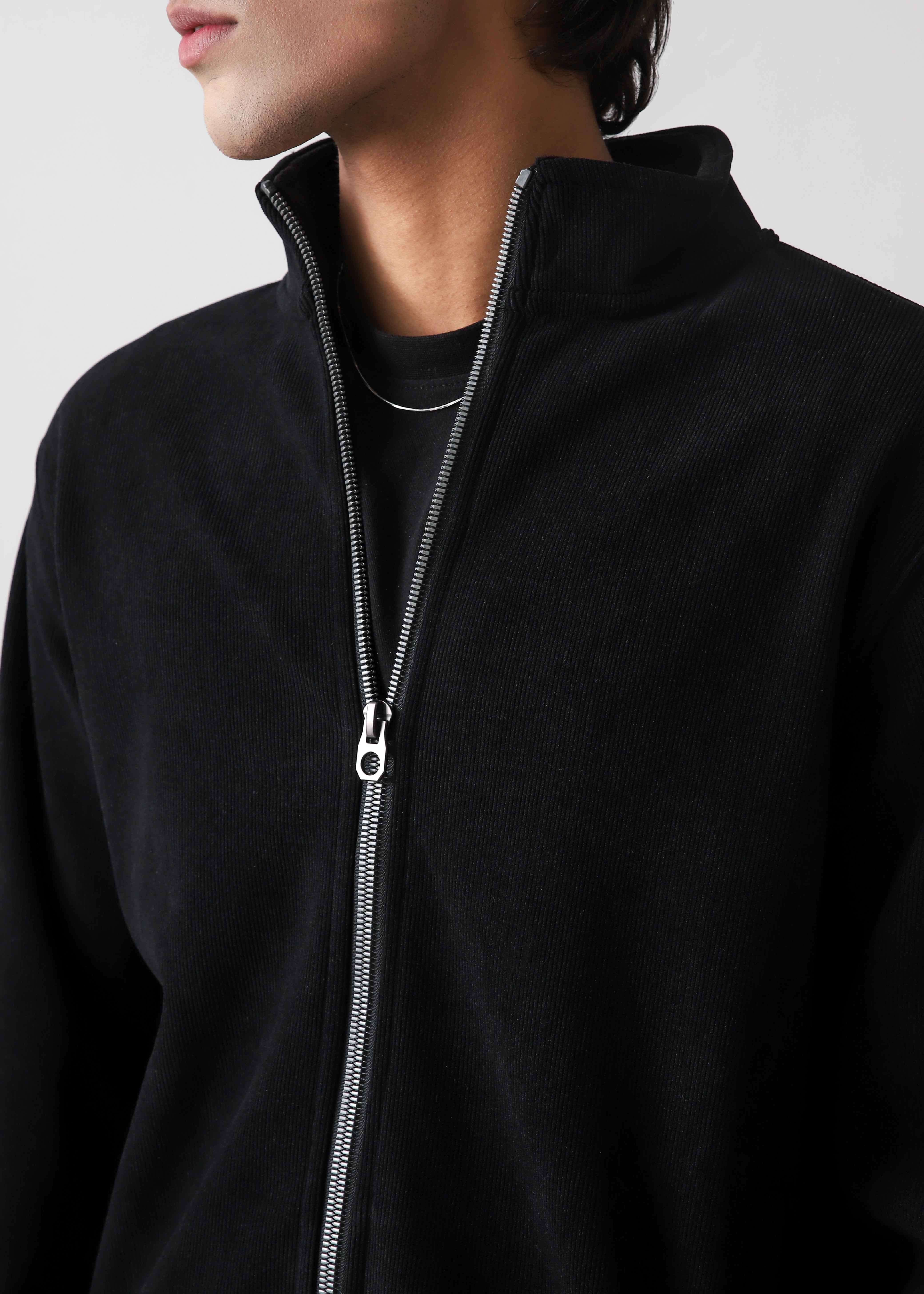 Black corduroy zipper