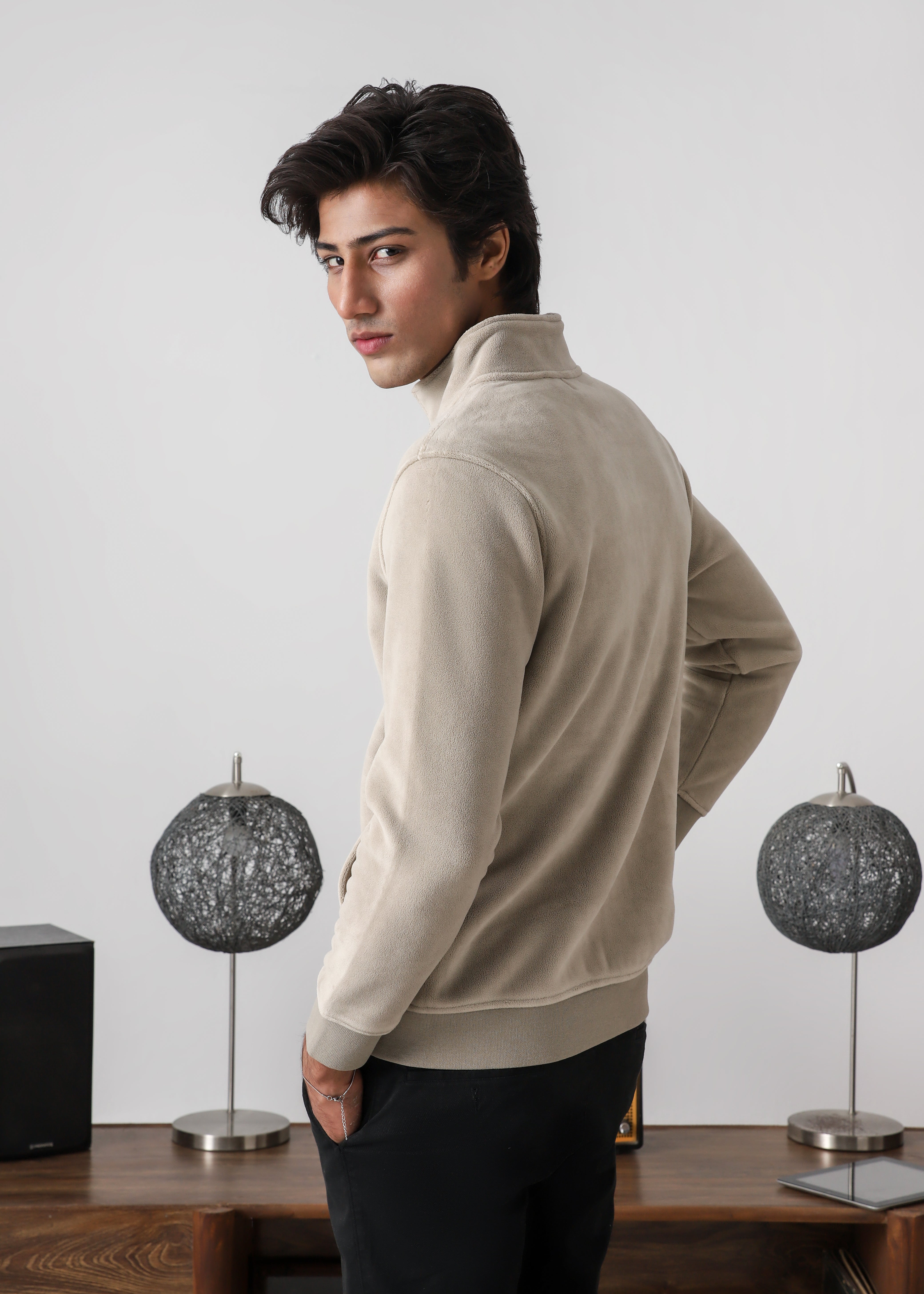 Suede zipper