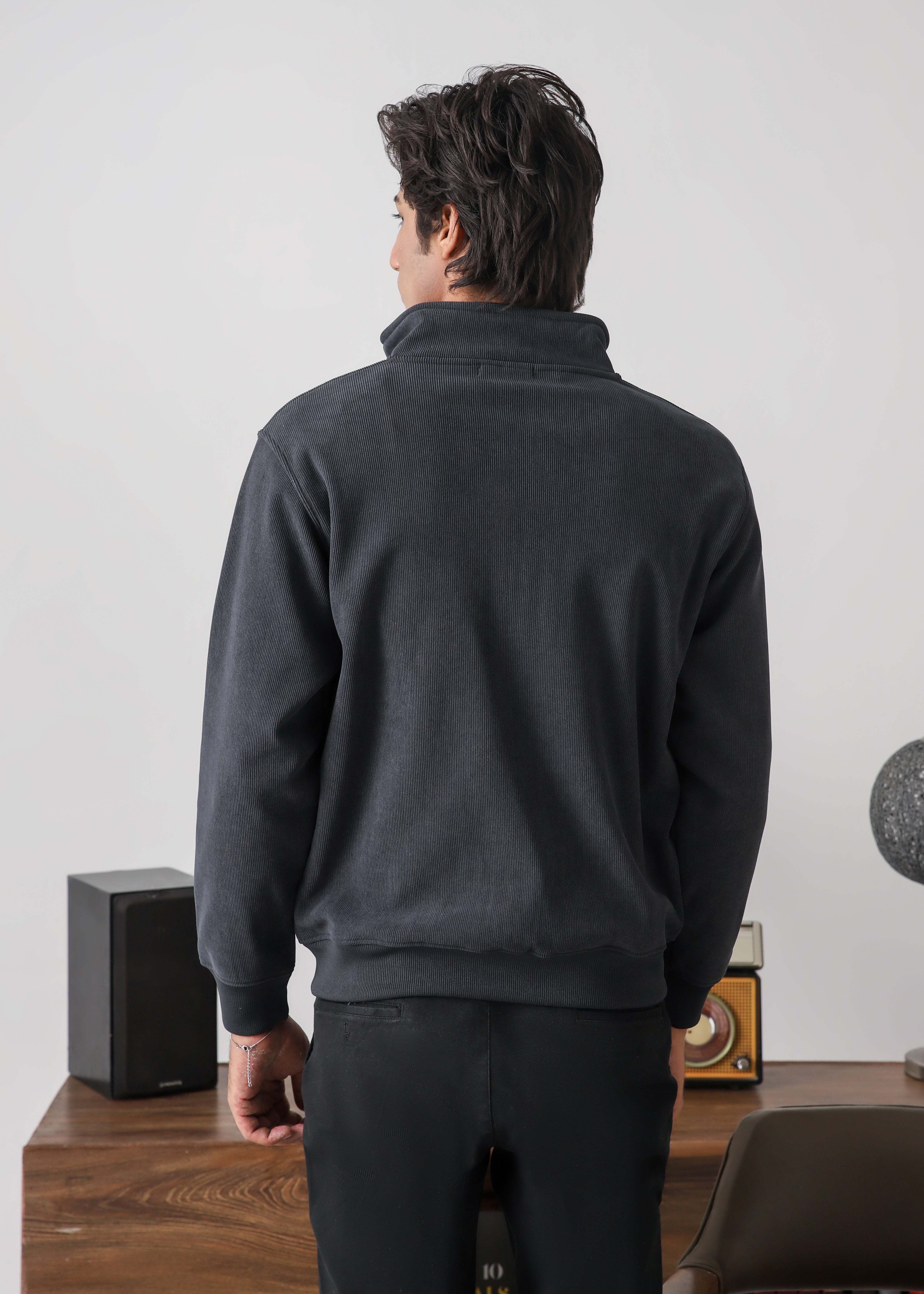 Dark grey corduroy zipper