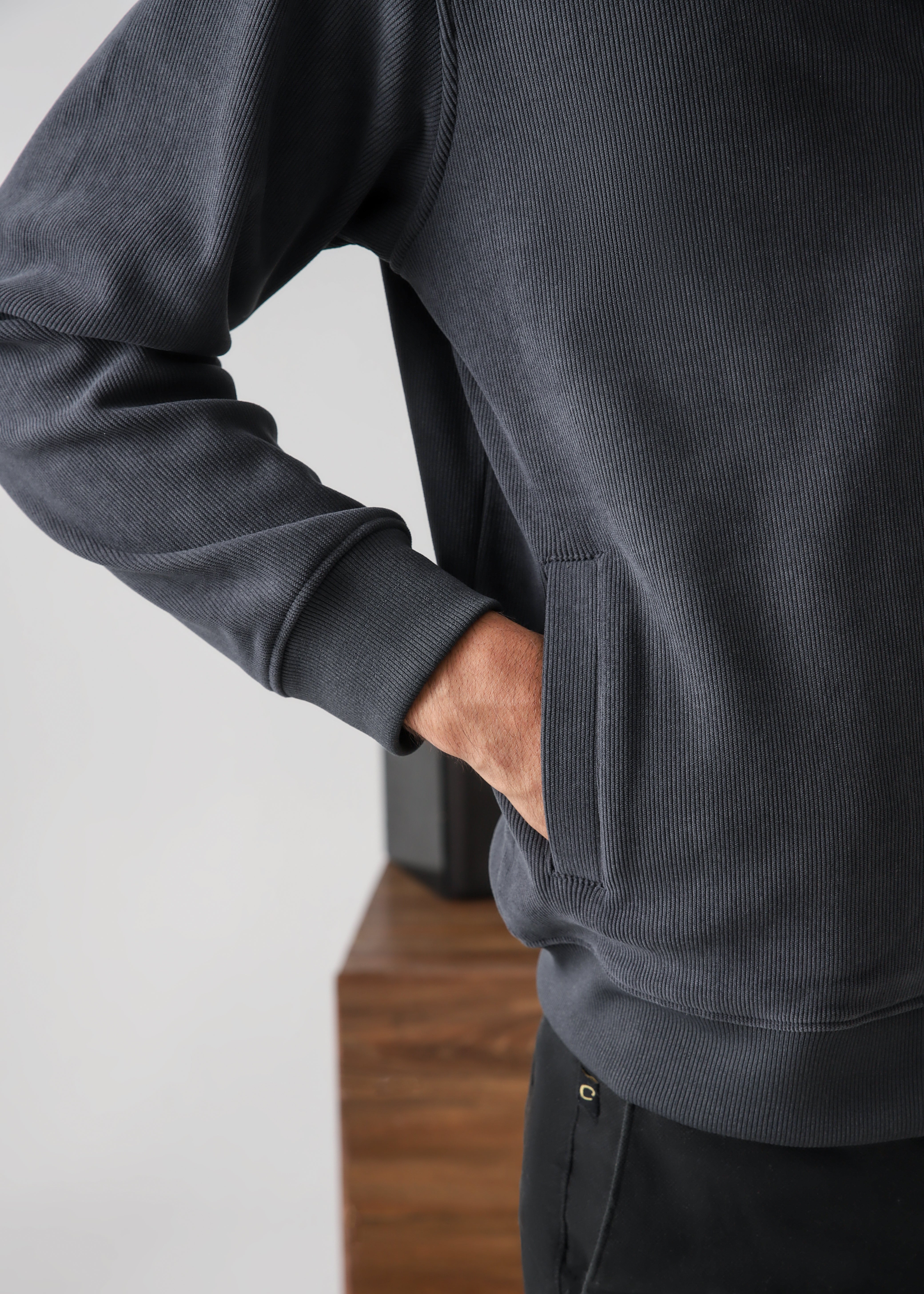 Dark grey corduroy zipper