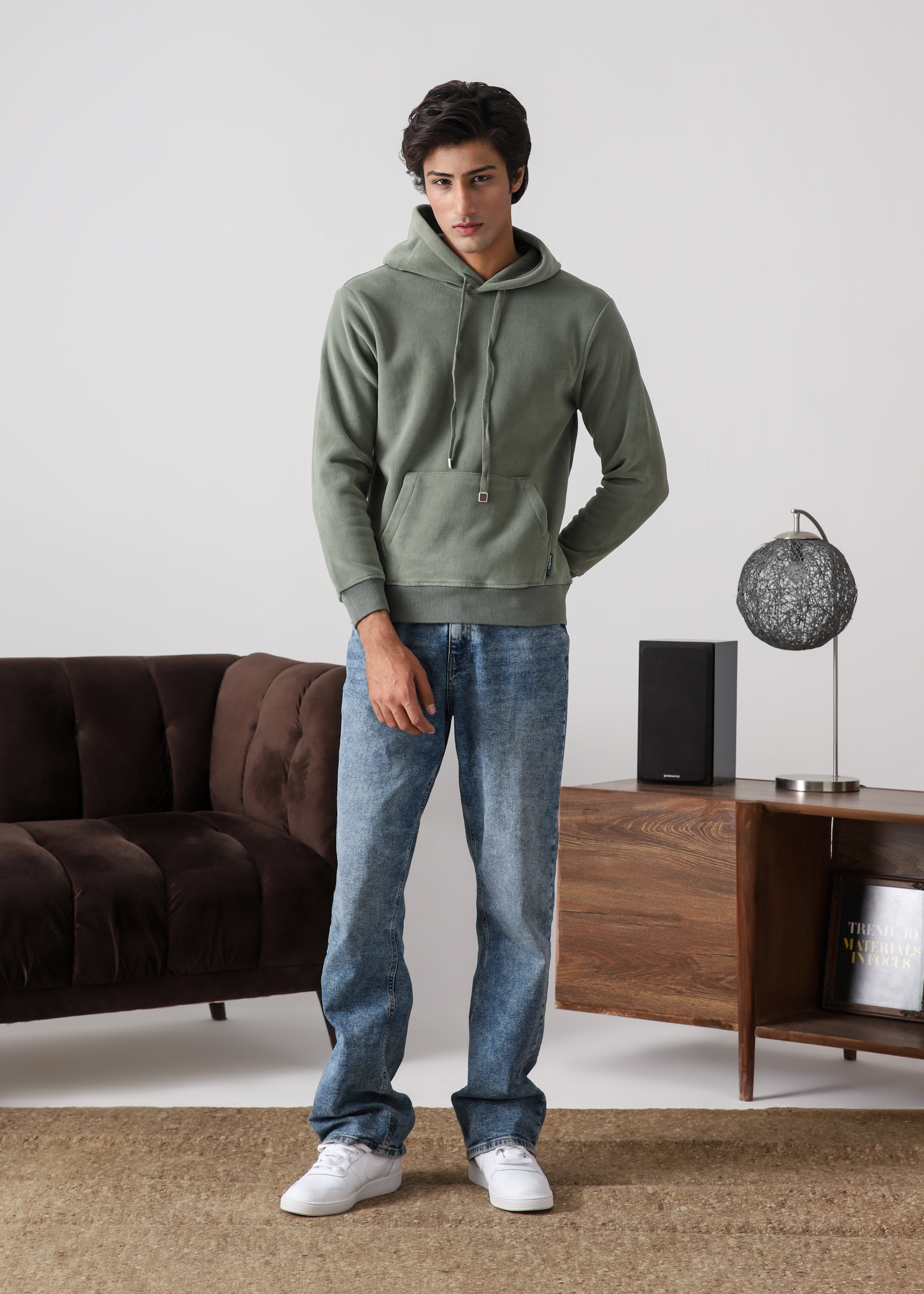 Plush pullover hoodie- Sage