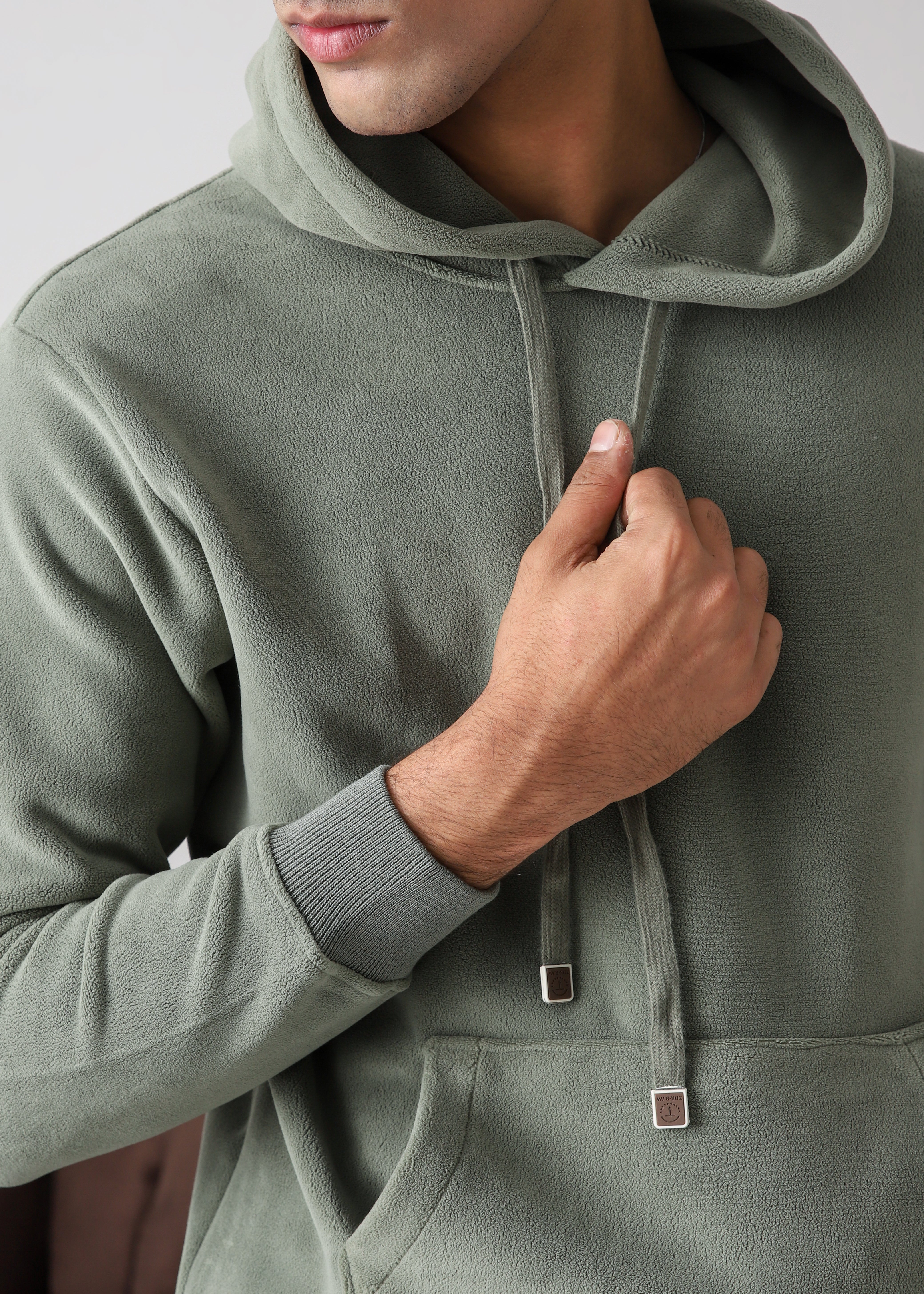 Plush pullover hoodie- Sage