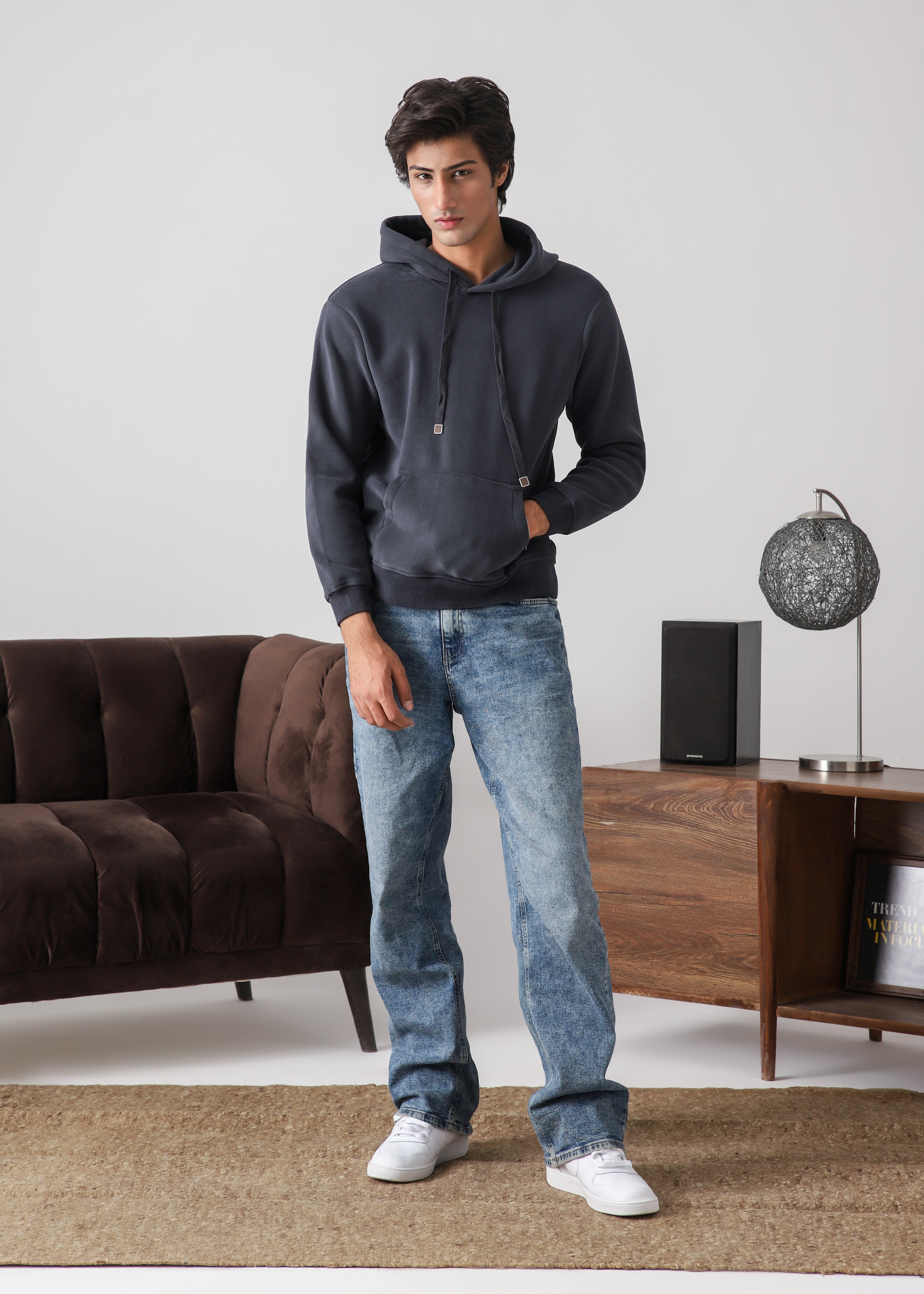 Plush Pullover hoodie- Midnight blue