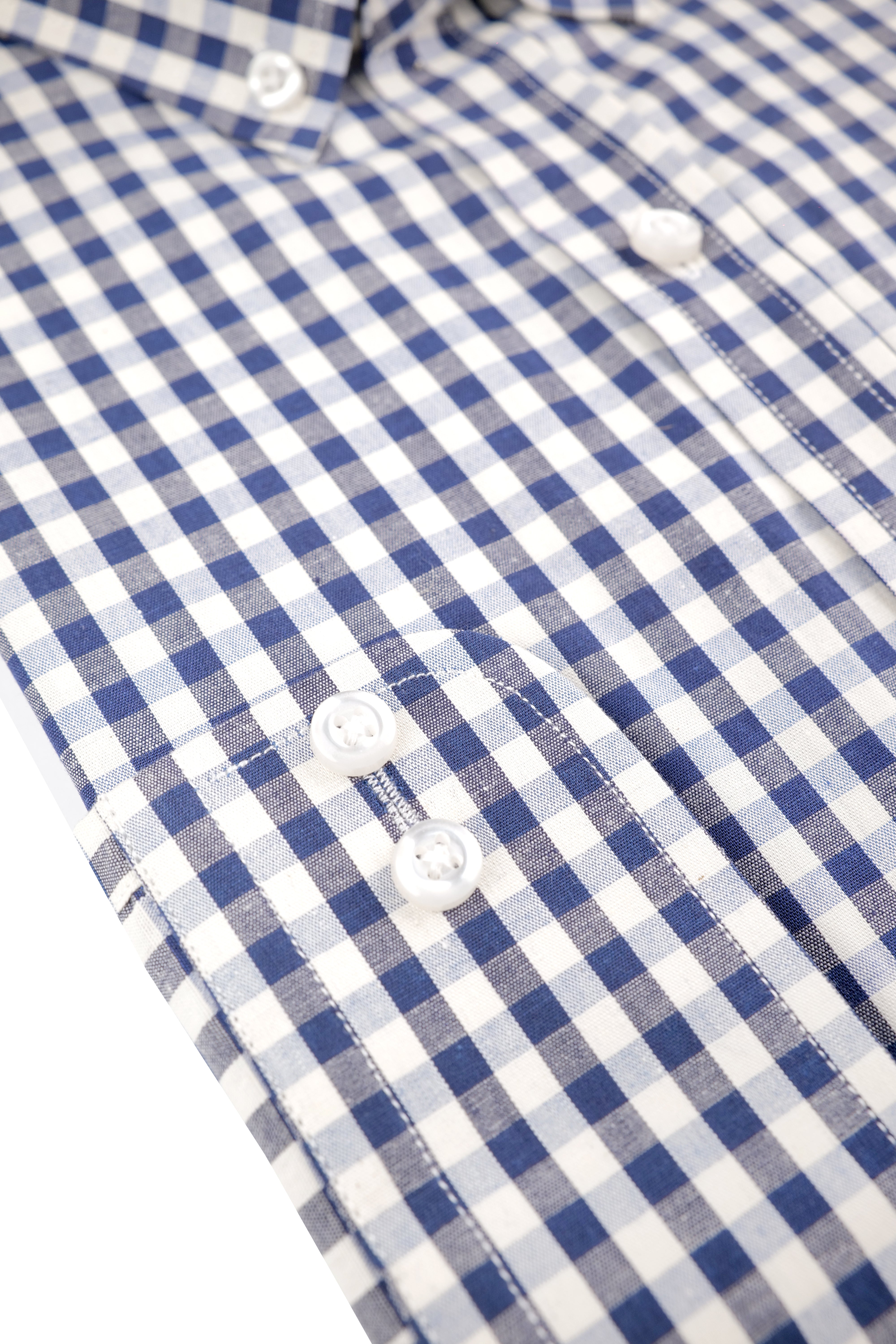High-Contrast Navy Gingham Shirt - 052638/01