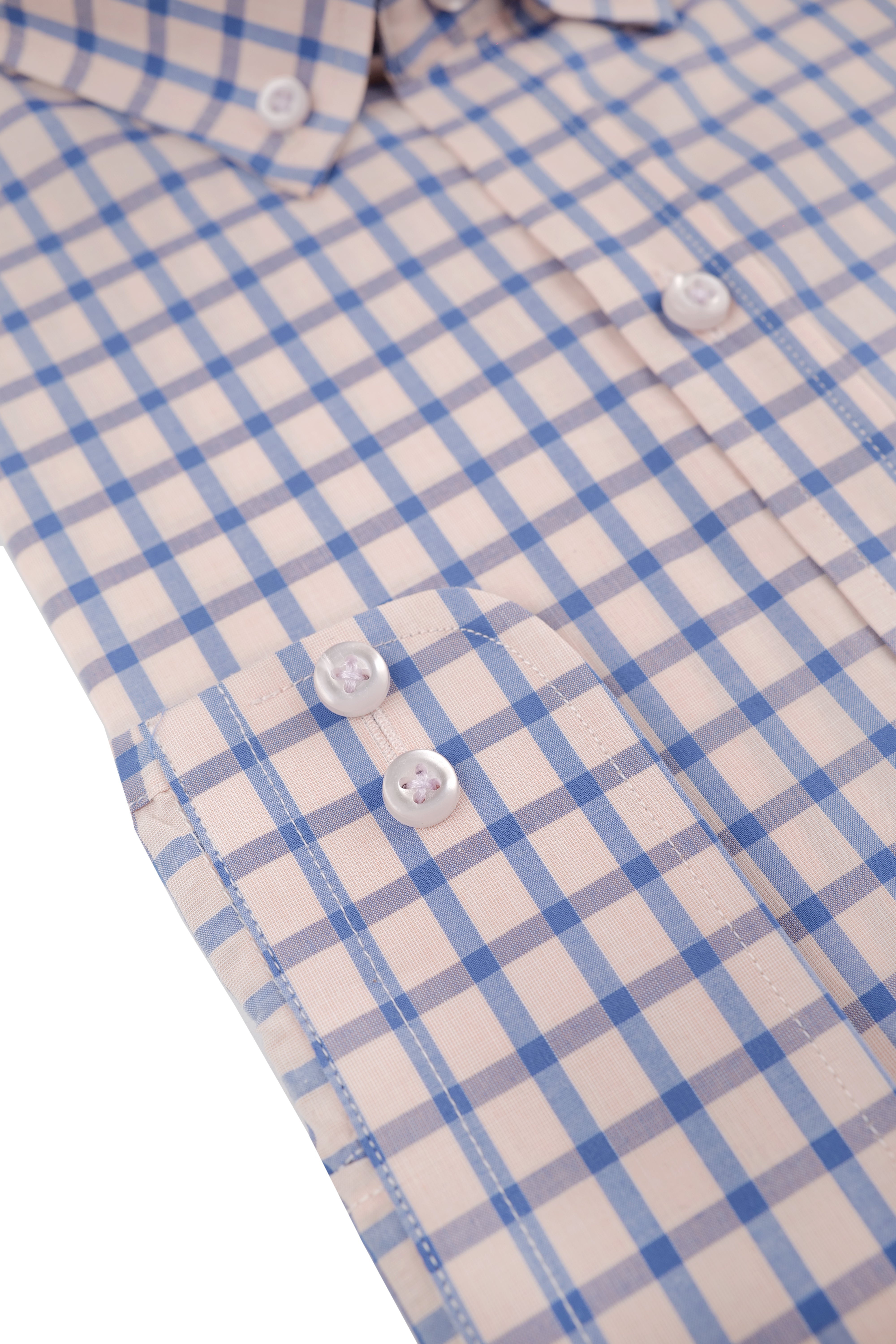 Warm Tan Blue Check Shirt - 052638/08