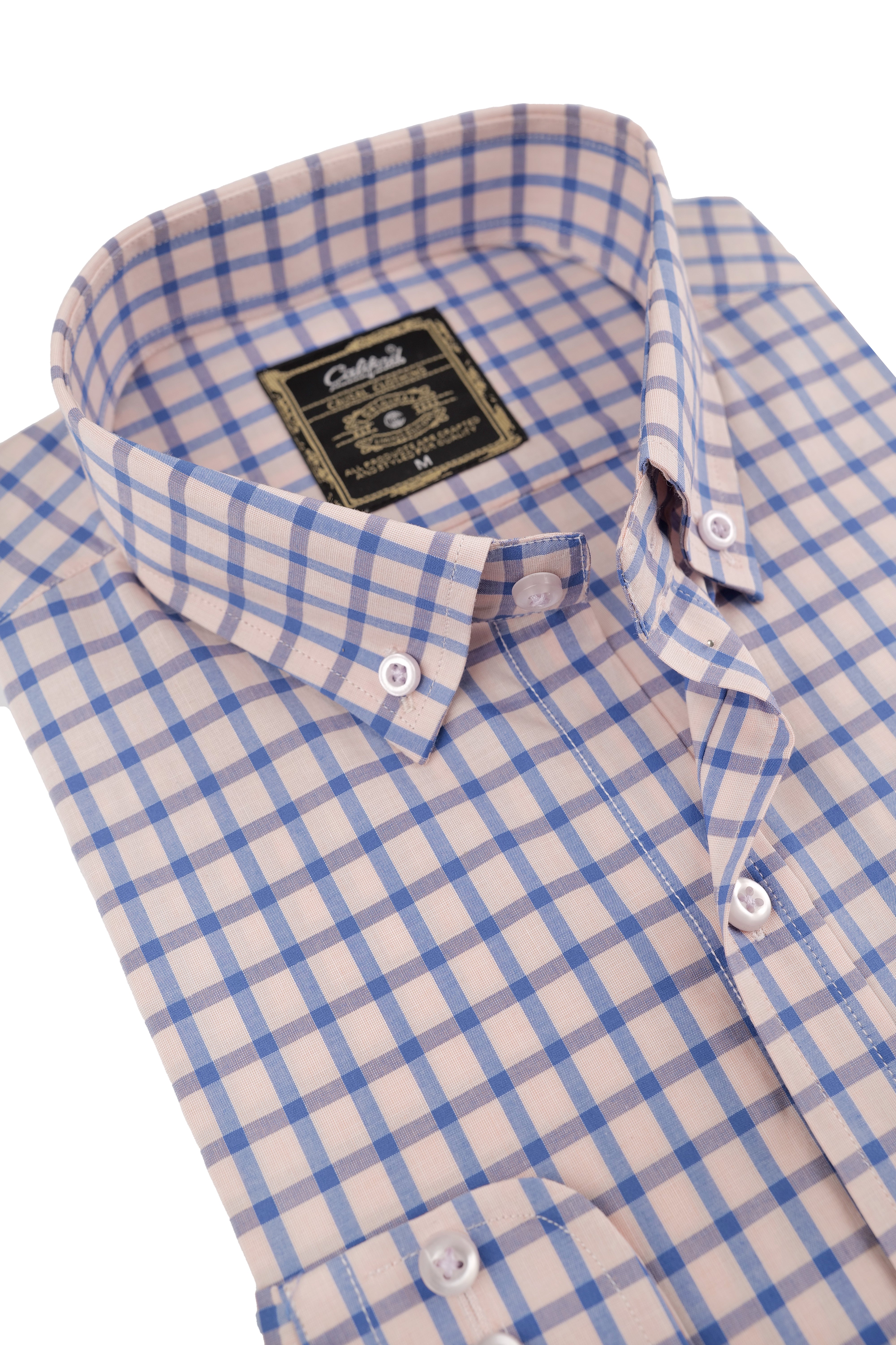 Warm Tan Blue Check Shirt - 052638/08