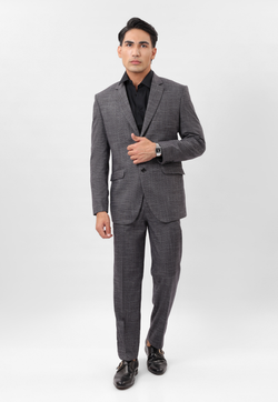 Dark grey textured suit- D1848