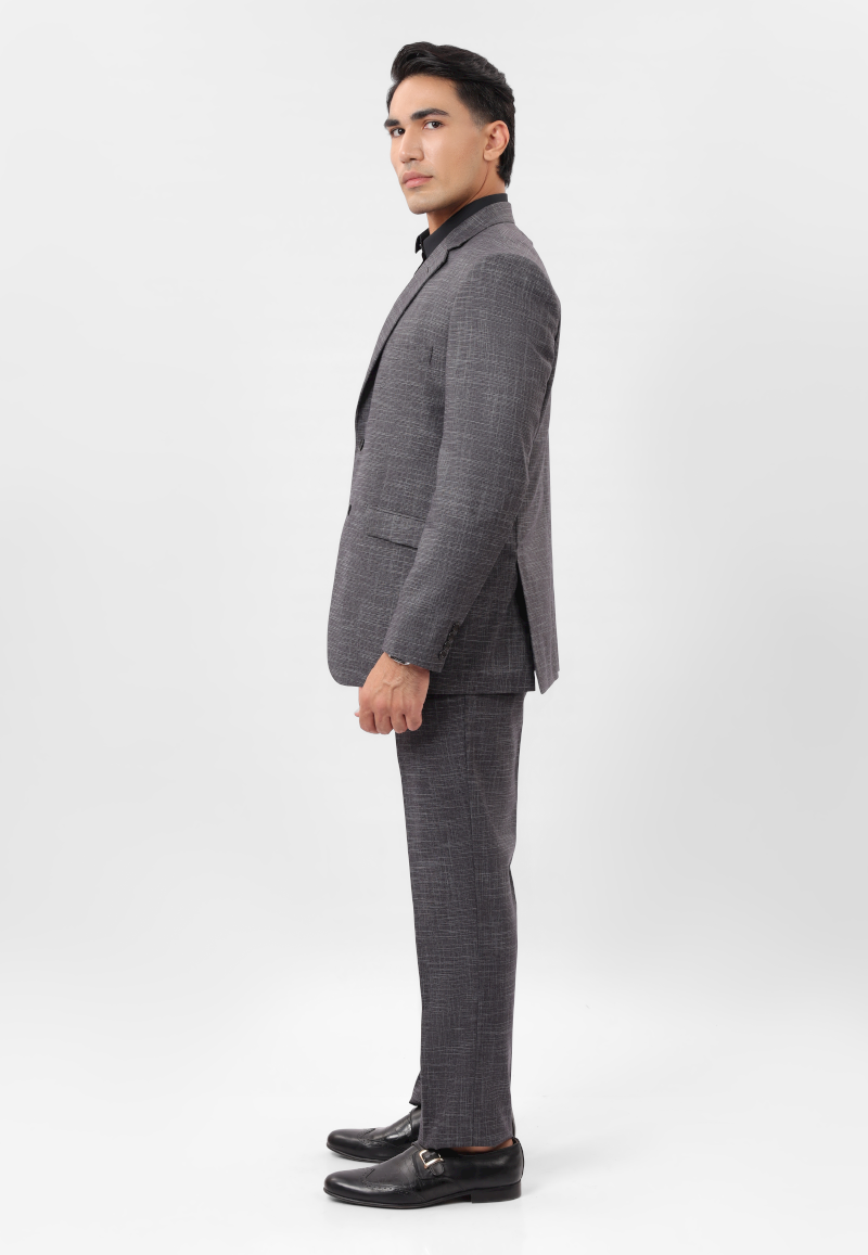 Dark grey textured suit- D1848