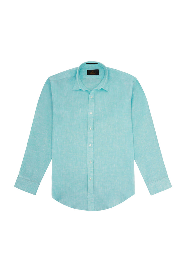 Turquoise blue linen shirt - 032250- 02 - Califord