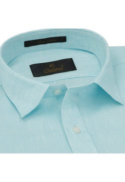 Turquoise blue linen shirt - 032250- 02